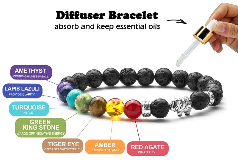 Doitory Men Women 8mm Lava Rock 7 Chakra Beads Chakra Bracelet Braided Rope Natural Stone Yoga Bracelet Bangle - Image 3